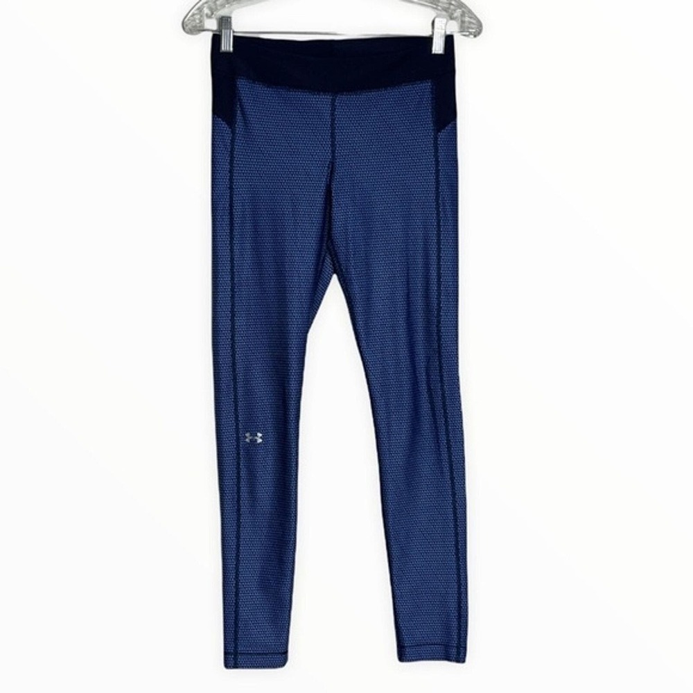 Under Armour Pantss Womens XS‎ Black Blue Geometric Leggings Athleisure Workout
